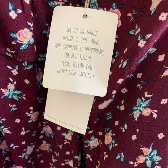 Coco and Jaimeson Burgundy Floral Babydoll Dress - Picture 16 of 16